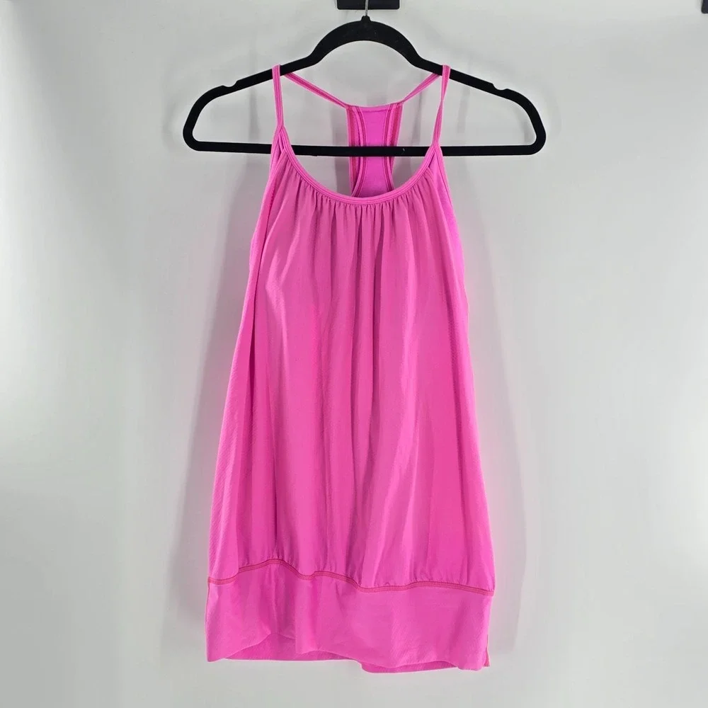 Lululemon No Limits Tank Zing Pink Ligh Mini Hyper Stripe Zing Pink Light Sz 10